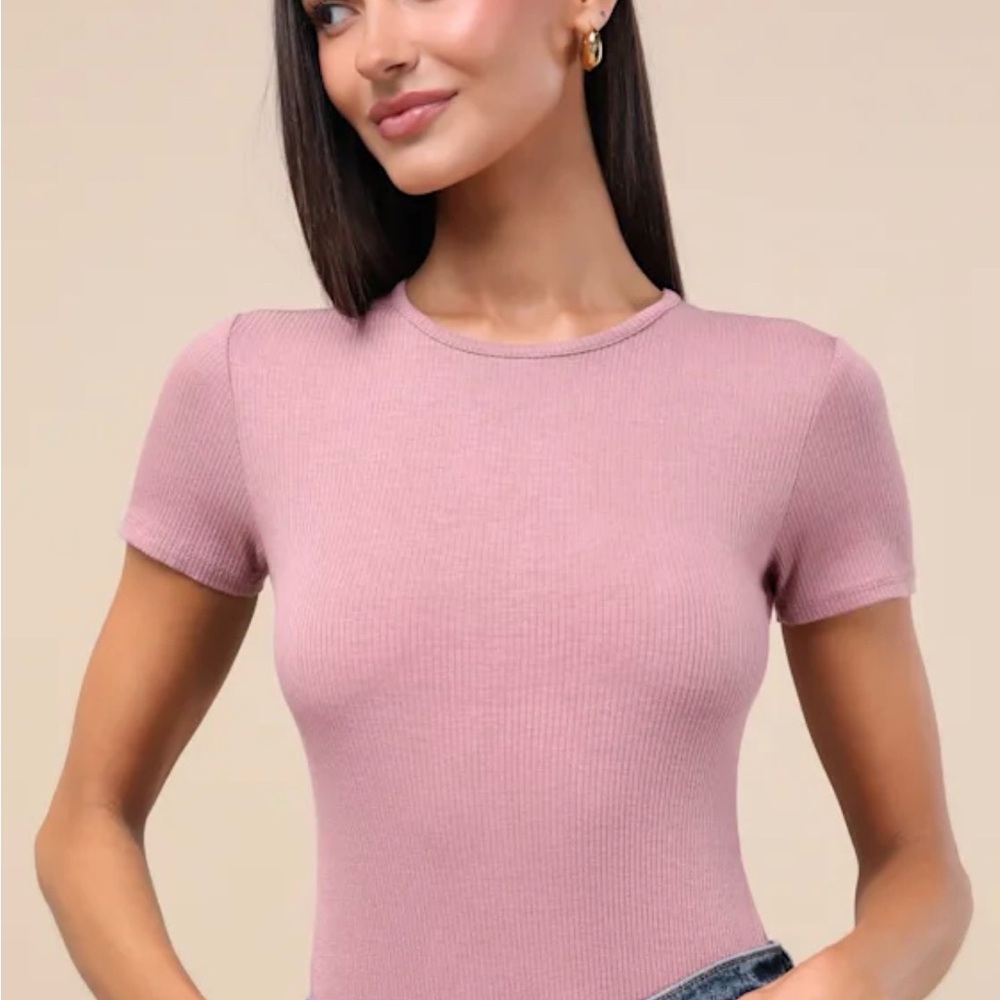 Lulus Kinship Mauve Ribbed Bodysuit